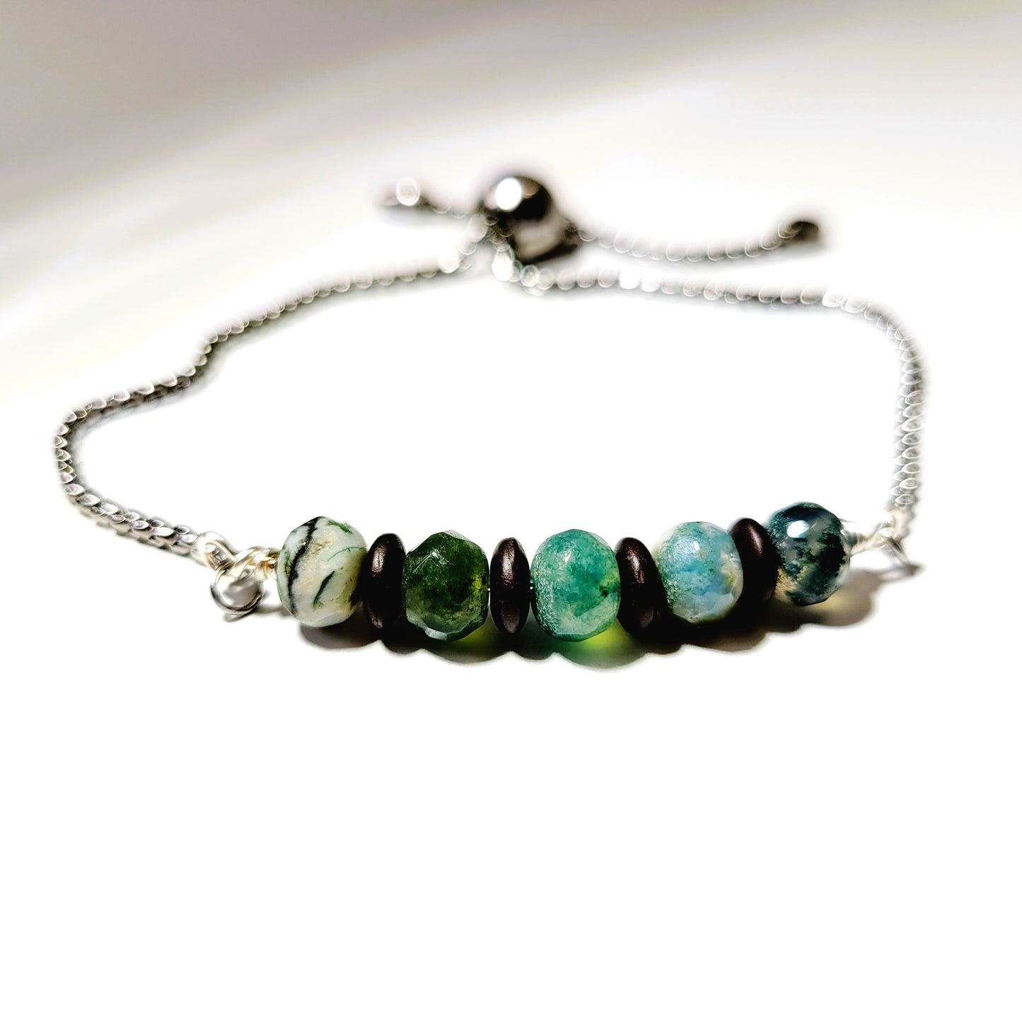 raw moss agate bracelet