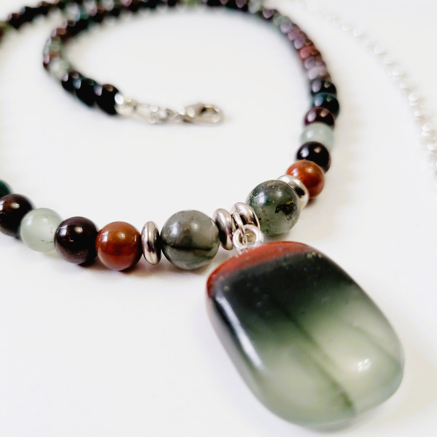 raw bloodstone necklace