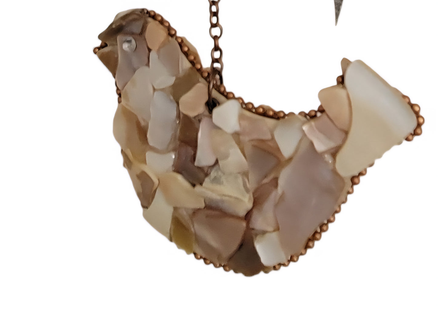 wood & cork cream mosaic bird sculpture