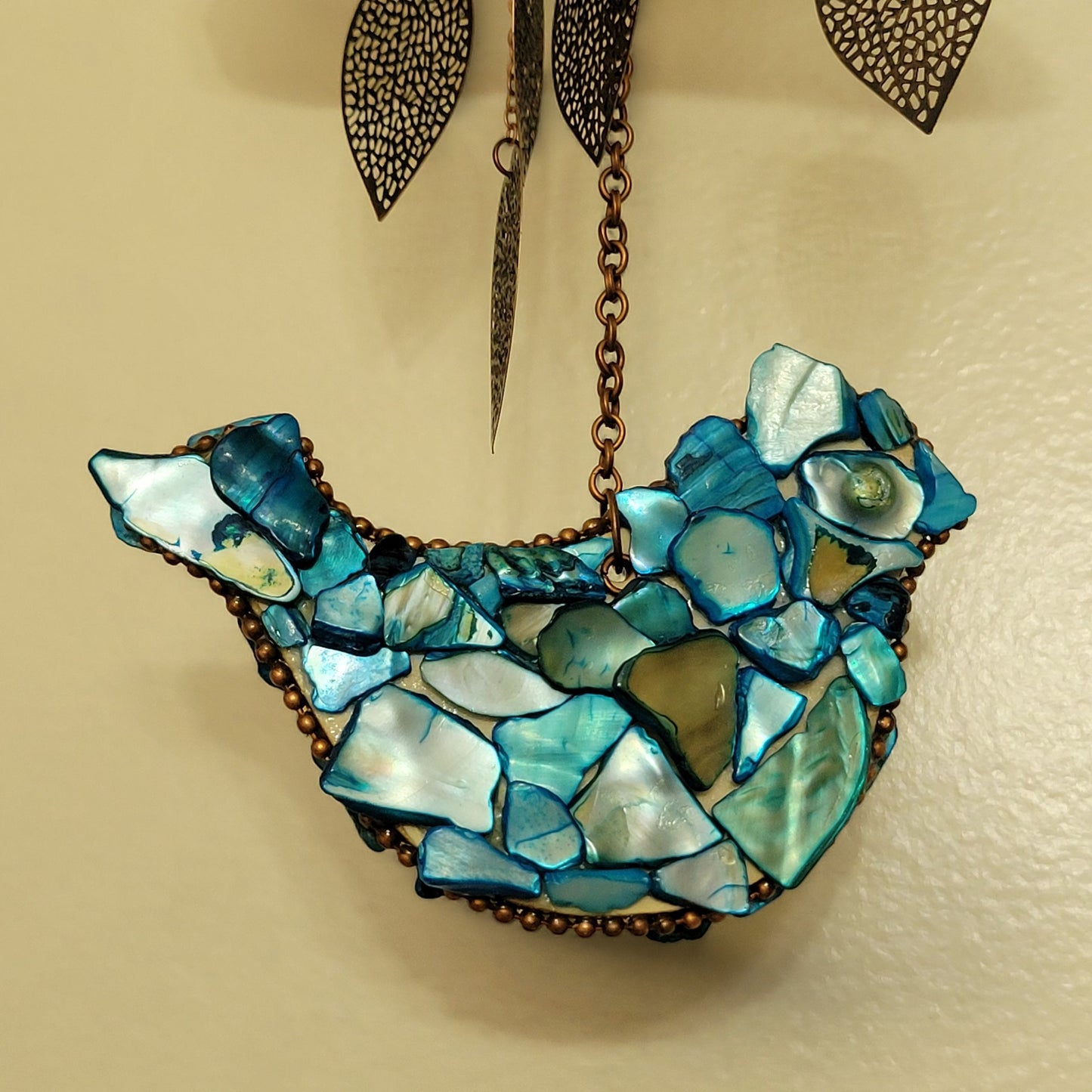 blue bird mosaic sculpture