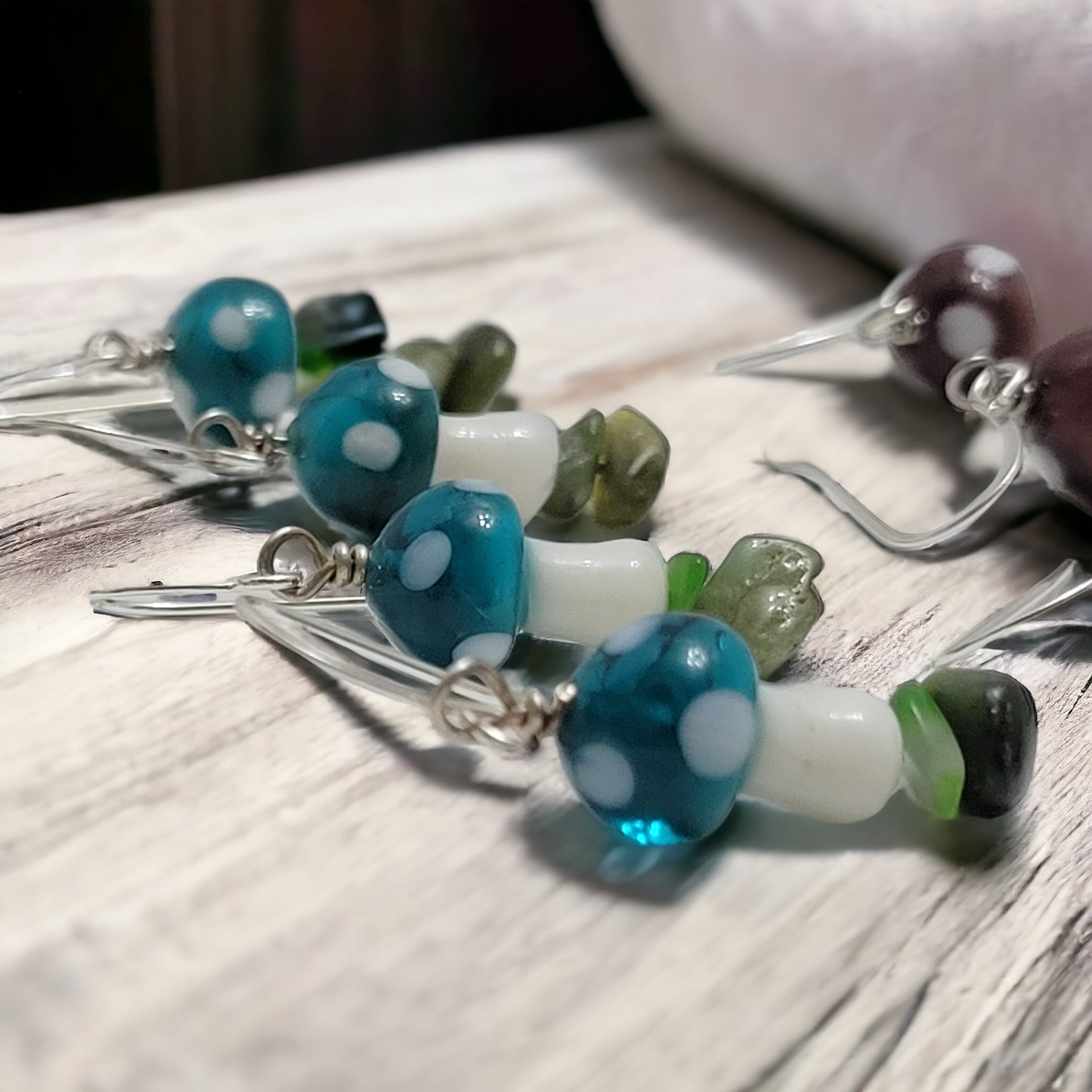 Toadstool earring bright blue