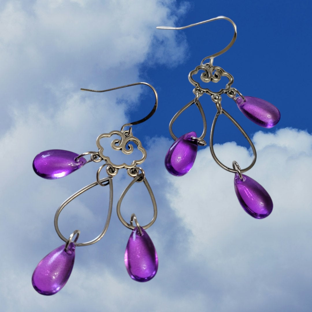 prince purple rain drop earring