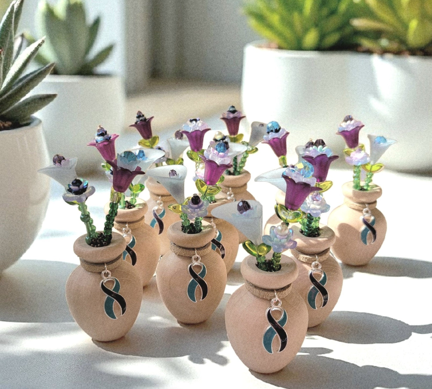 suicide awareness bead flowerpots