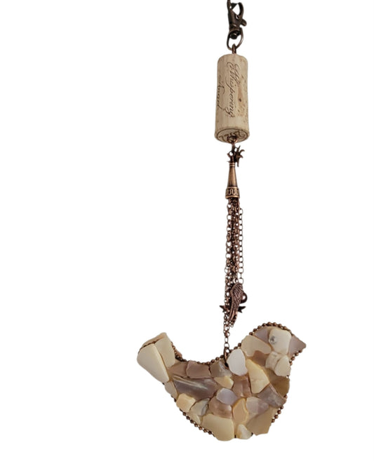 cork mosaic bird sculpture