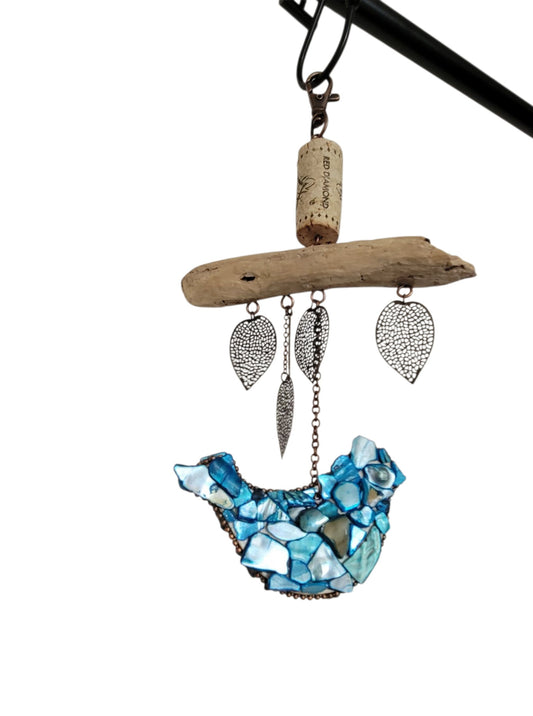 blue bird mosaic sculpture