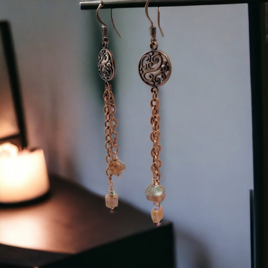 raw copper earrings