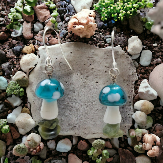 Toadstool earring bright blue