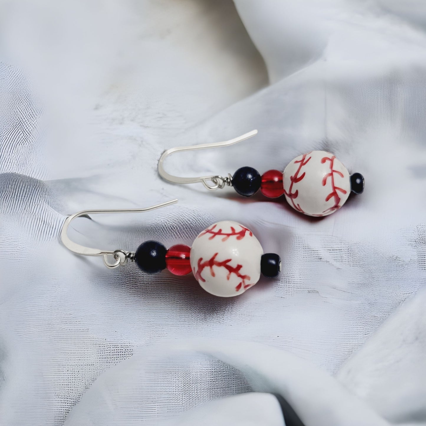 raw baseball earrings